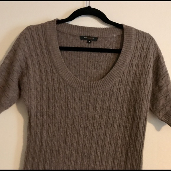 BCBG Brown Angora Cable Knit Sweater Dress - Picture 3 of 7